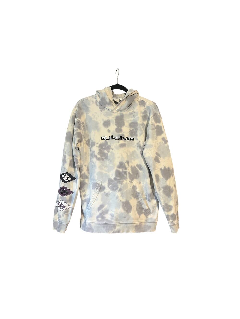Quiksilver Boy's Natural Heritage Tie Dye Pullover Sweatshirt Hoodie Gray SZ XL